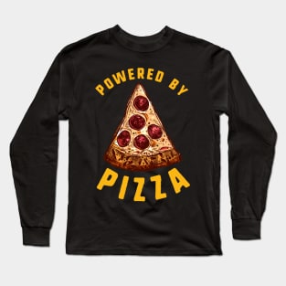 Powered By Pizza Slice Long Sleeve T-Shirt